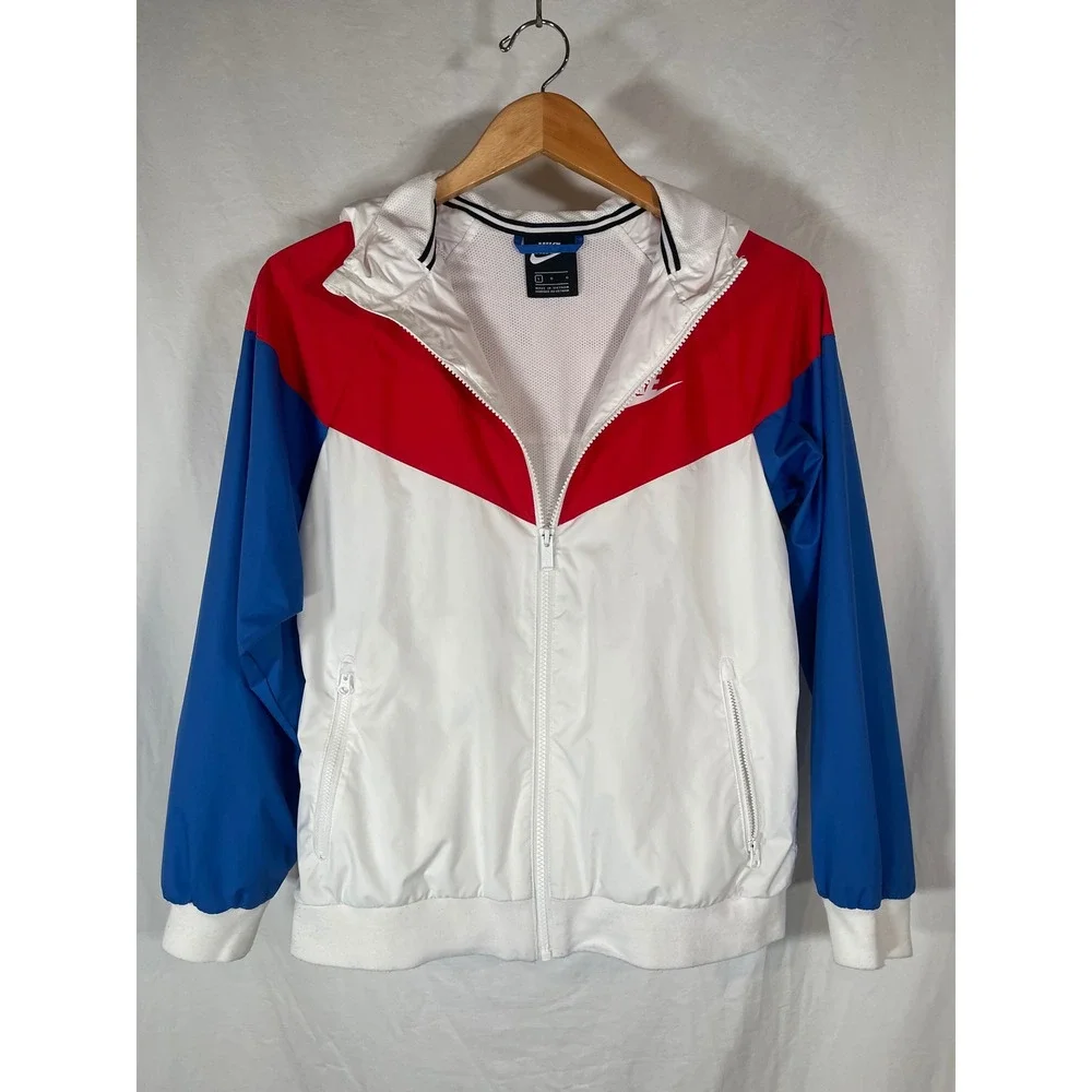 Nike Sportswear Windrunner Hooded Jacket Red White Blue Kids Large
